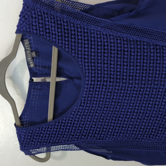 BRIXON IVY Cobalt Blue Crochet Overlay Blouse Size Medium - Picture 2 of 12